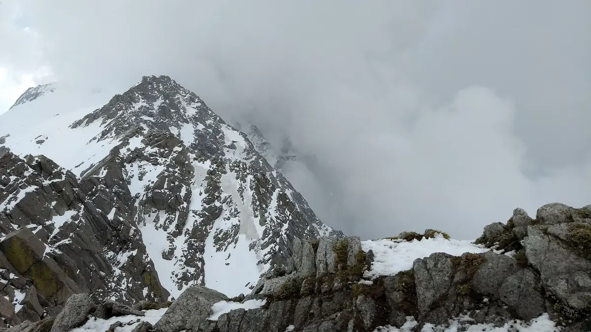 Snow on the ridge line of the Dhauladhar range