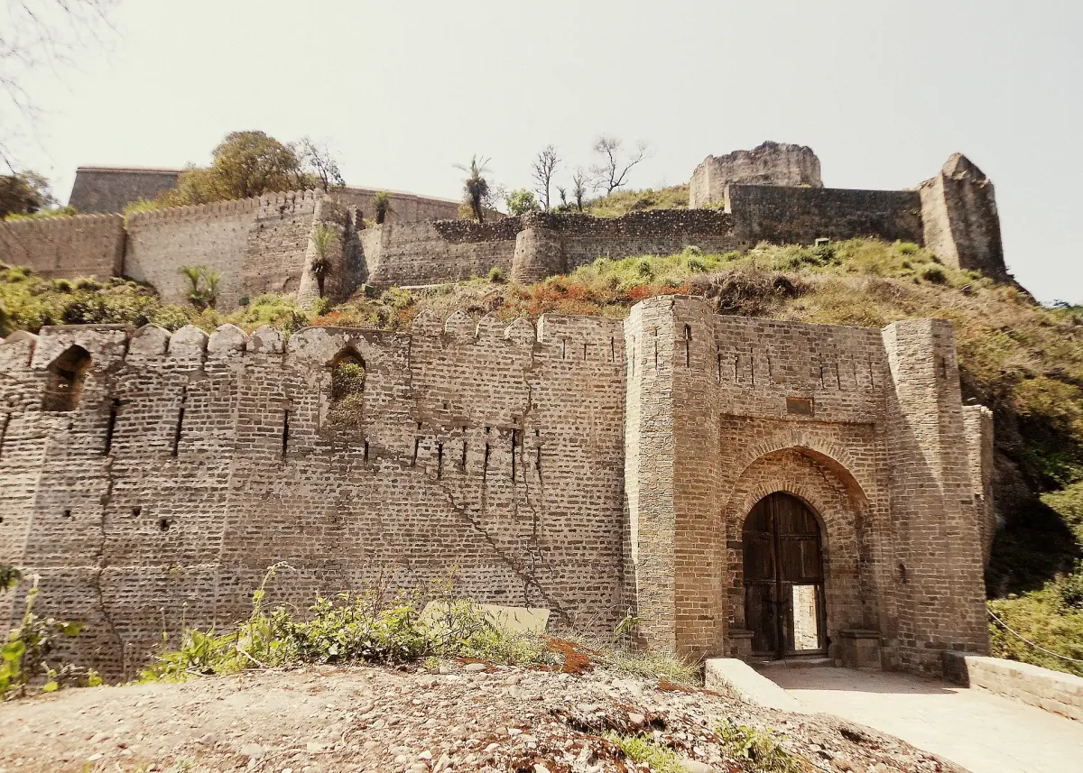 The ruined gate and walls of Kangra Fort