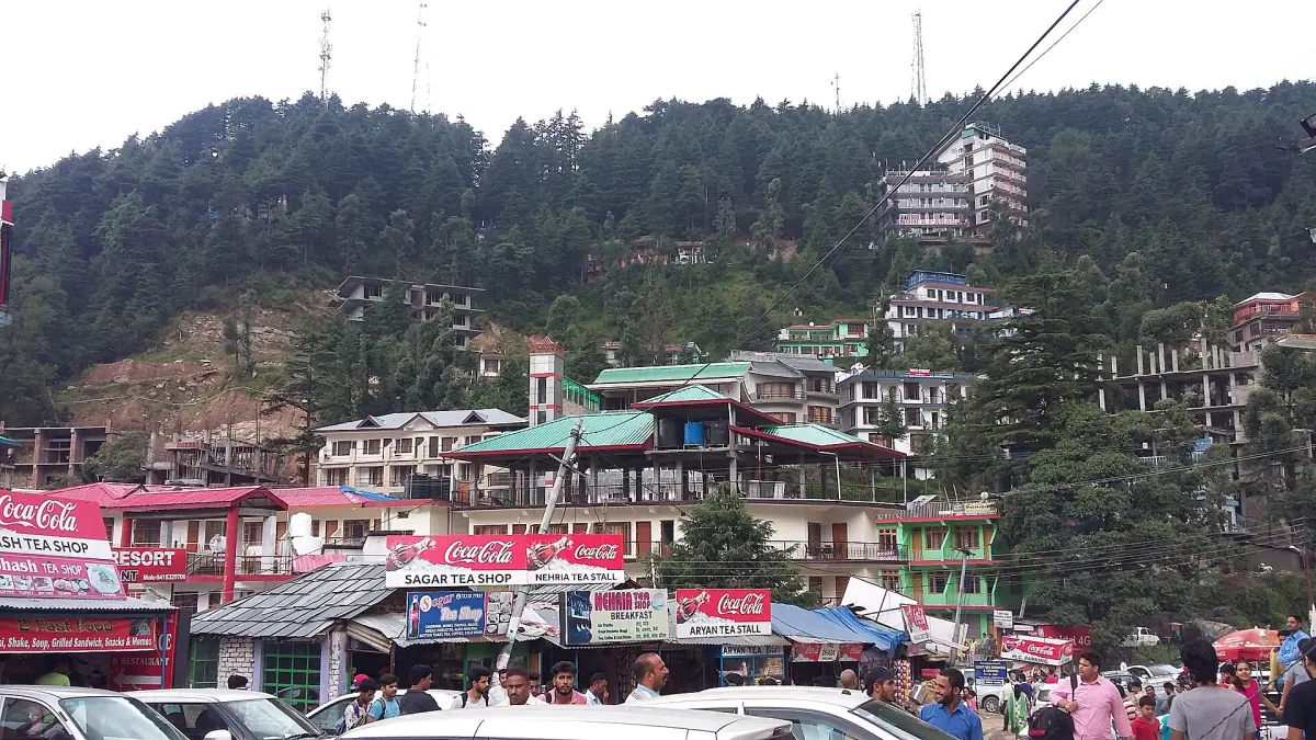 The houses of McLeod Ganj stacked on the hillside