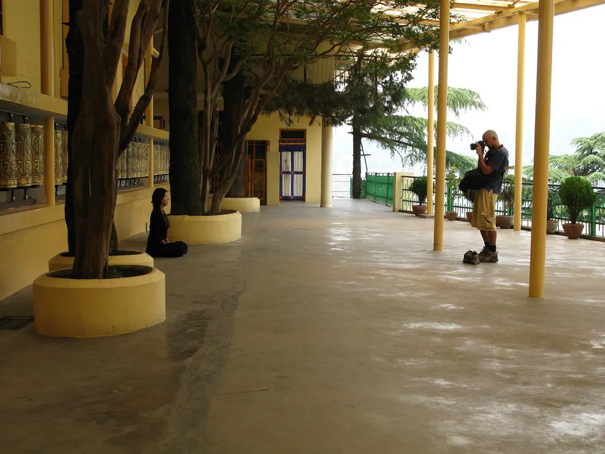 The covered walkway of the Tsuglagkhang complex